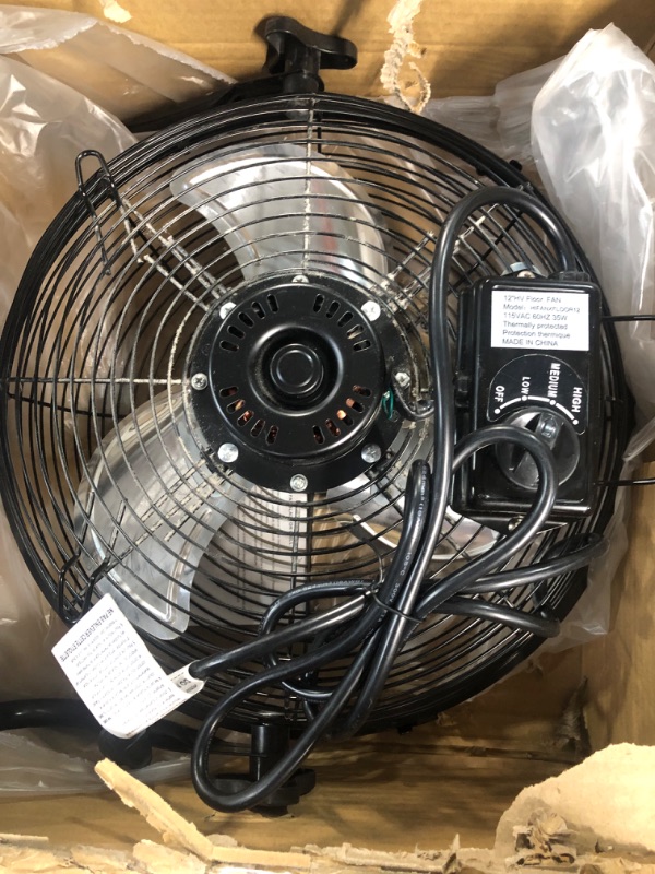 Photo 2 of (FOR PARTS ONLY FAN UNOPERATIONAL)Simple Deluxe 12 Inch 3-Speed High Velocity Heavy Duty Metal Industrial Floor Fans, Black 12 Inch 1-Pack Fan