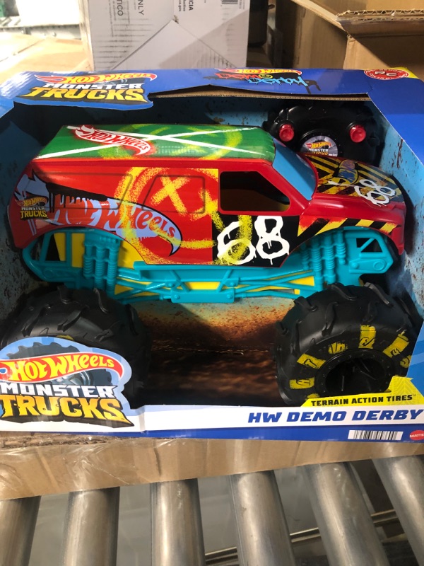 Photo 2 of ?Hot Wheels RC Monster Trucks 1:15 Scale HW Demo Derby, 1 Remote-Control Toy Truck with Terrain Action Tires, Toy for Kids 4 Years Old & Older HW DEMO DERBY RC