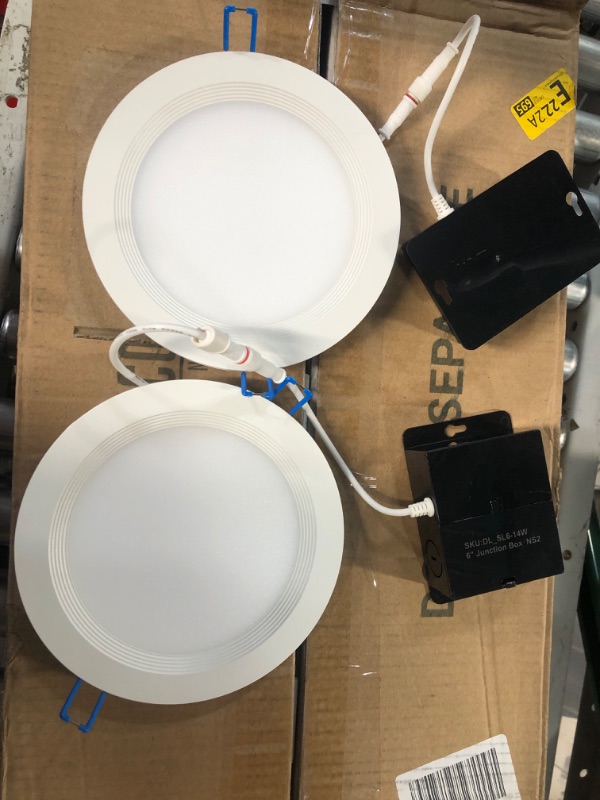 Photo 1 of TORCHSTAR Premium Series 6 Inch Ultra-Thin LED Recessed Light with Junction Box, 13.5W Dimmable LED Canless Recessed Ceiling Lights Slim, ETL & ES Listed, CRI90, 5000K Daylight, White, Pack of 2