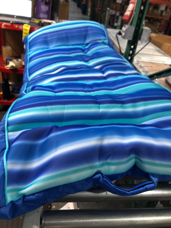 Photo 2 of Big Joe Kona No Inflation Needed Pool Lounger with Headrest, Blurred Blue Double Sided Mesh, 5.5ft Big Blurred Blue Kona