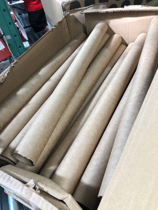 Photo 2 of Premium Kraft Cardboard Mailing Tubes - 2" x 26" - 2" Opening Diameter 26" in Length - Case of 50 Shipping Tubes with White End Caps (2x26) 