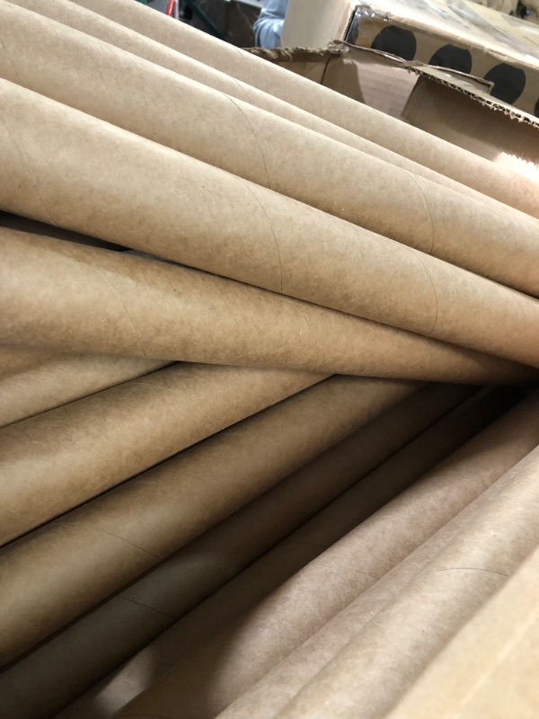 Photo 3 of Premium Kraft Cardboard Mailing Tubes - 2" x 26" - 2" Opening Diameter 26" in Length - Case of 50 Shipping Tubes with White End Caps (2x26) 