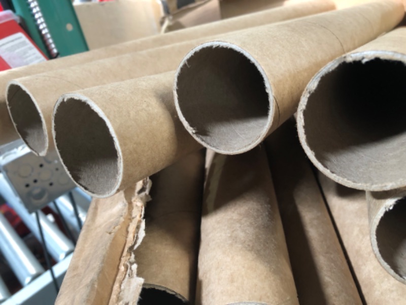 Photo 4 of Premium Kraft Cardboard Mailing Tubes - 2" x 26" - 2" Opening Diameter 26" in Length - Case of 50 Shipping Tubes with White End Caps (2x26) 