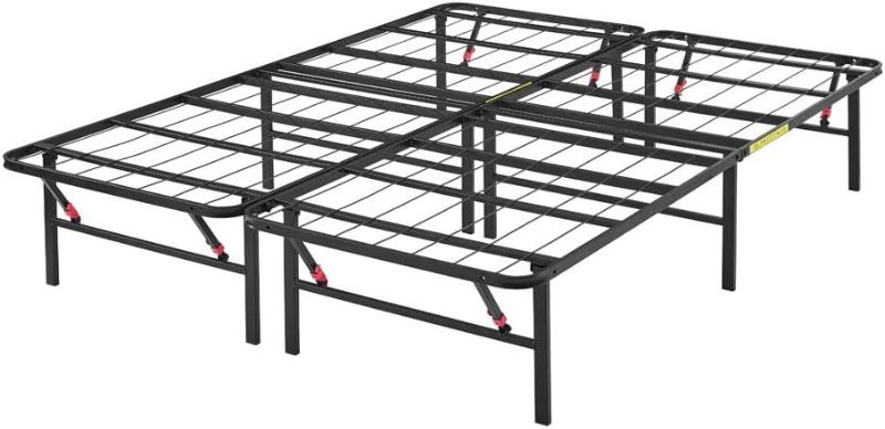 Photo 1 of  Foldable Metal Platform Bed Frame with Tool Free Setup, 14 Inches High, Queen, Black