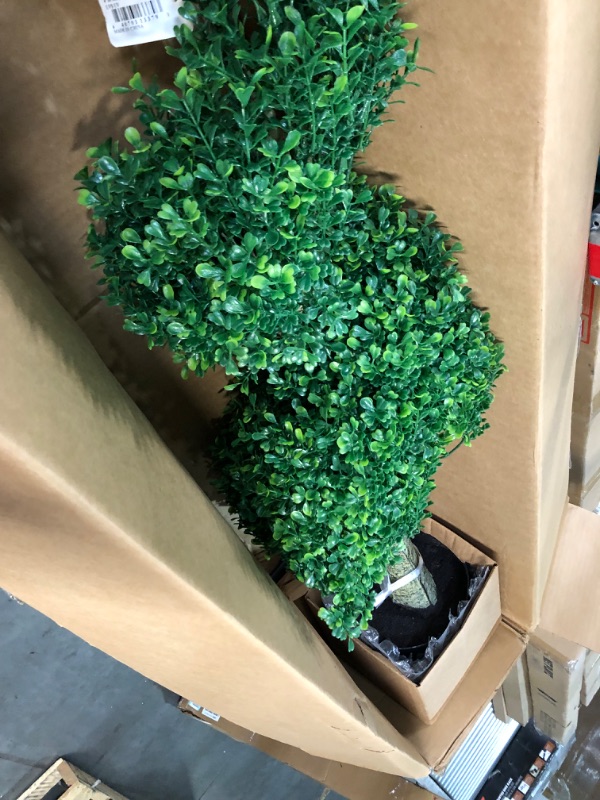 Photo 2 of Nearly Natural 5517 4' Spiral Boxwood Artificial Tree,  Green