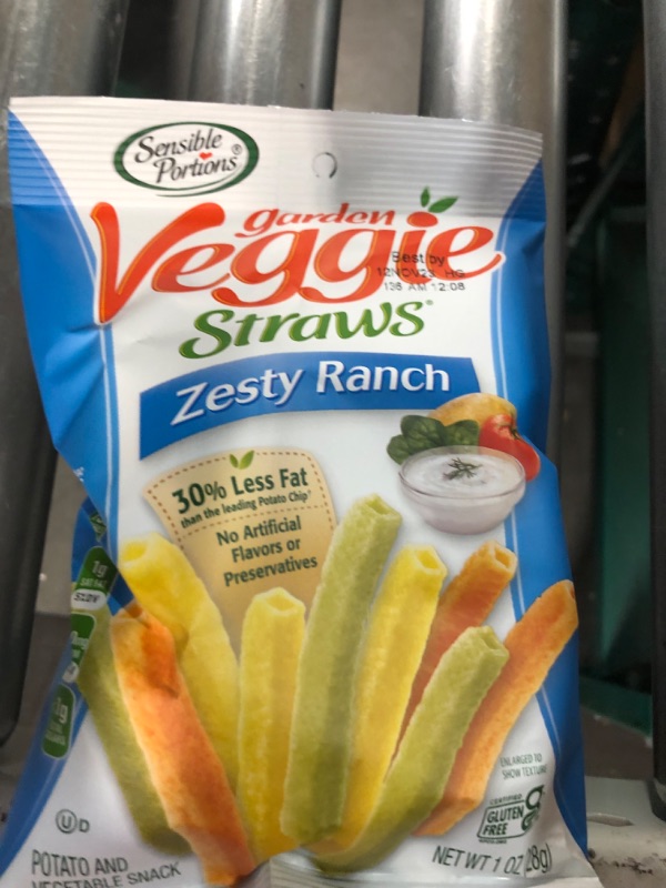 Photo 2 of (12NOV/2023) Sensible Portions Veggie Straws, Ranch, 1 Ounce (Pack of 24) 