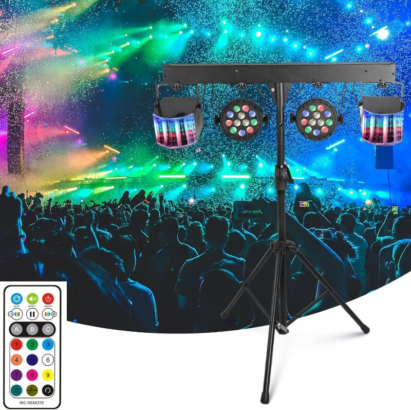 Photo 1 of Yuusei LED DJ Lighting Set, RGB Party Bar Package Sound Activated Stage Lighting System, DMX & Remote Control, Portable Gig Bars Lighting Kit with Stand and Bag