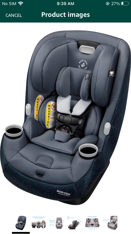 Photo 1 of Maxi-Cosi Pria All-in-One Convertible Car Seat, All-in-One Seating System: Rear-Facing, from 4-40 pounds; Forward-Facing to 65 pounds; and up to 100 pounds in Booster Mode, Sonar Grey