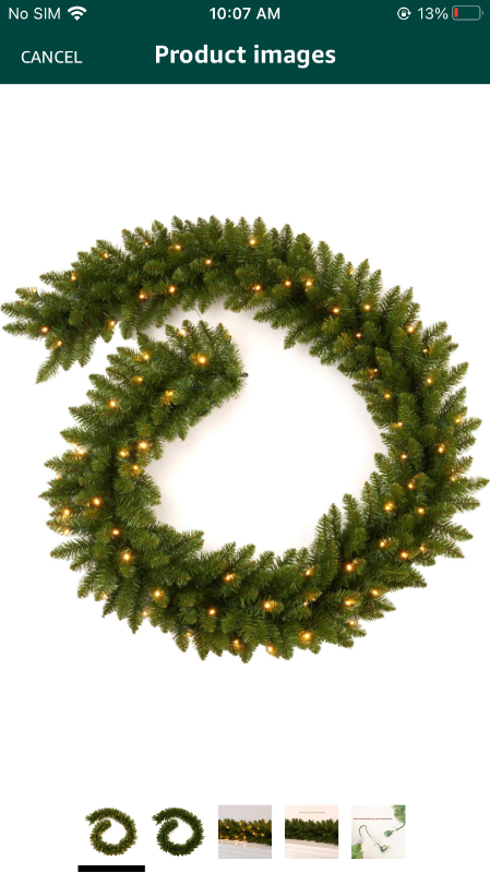 Photo 1 of Amaoasis 9FT Christmas Garland Pre-lit with 50 Lights, Plug in, for Mantle/Stair/Indoor/Outdoor Xmas Garland Green