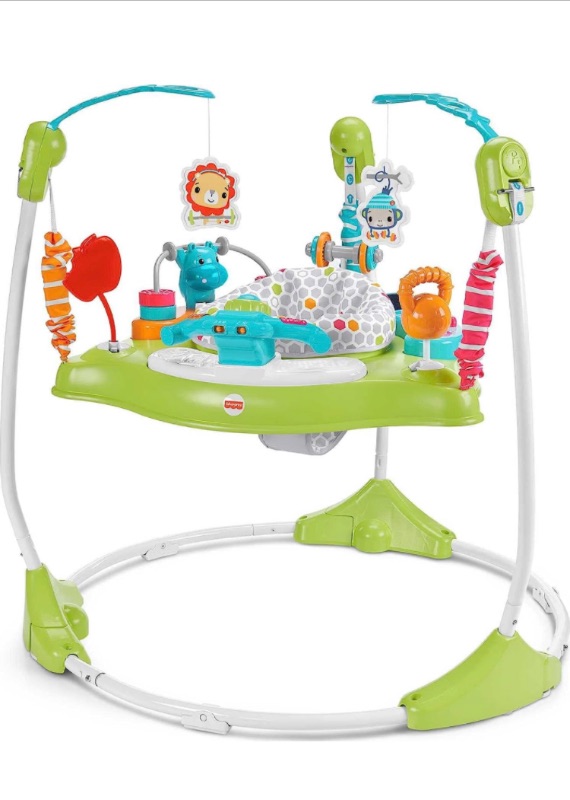 Photo 1 of Fisher-Price Baby Bouncer Fitness Fun Folding Jumperoo Activity Center with Lights Music and Gym Themed Toys, Folds For Storage