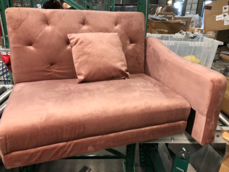 Photo 2 of **SEE NOTES/NON-REFUNDABLE/FOR PARTS*
Pink transforming sofa 3ft W x 2ft inches. 