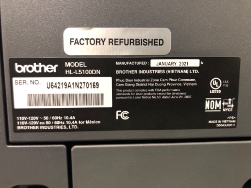 Photo 4 of Brother Monochrome Laser Printer, RHL-L5100DN, 