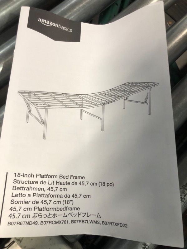 Photo 1 of  Foldable Metal Platform Bed Frame, 18 Inches High, Twin, Black 