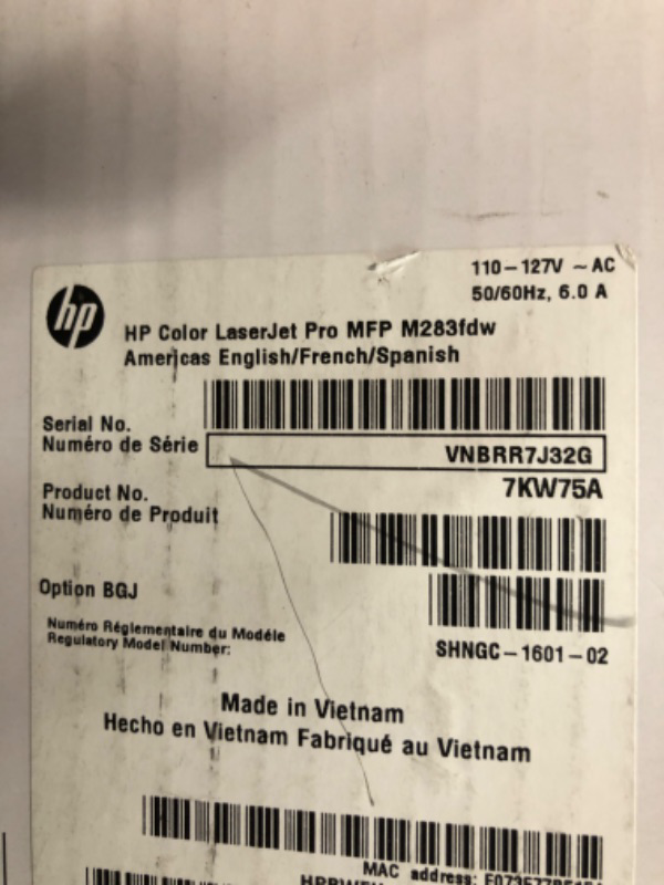 Photo 2 of HP Color LaserJet Pro Wireless All-in-One Laser Printer