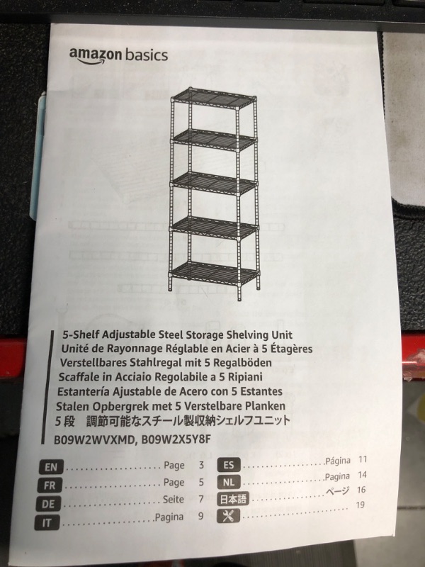 Photo 2 of ***BOTTOM LEVELING FOOT IS BROKEN***
Amazon Basics 5-Shelf Adjustable, 36L x 14W x 72H