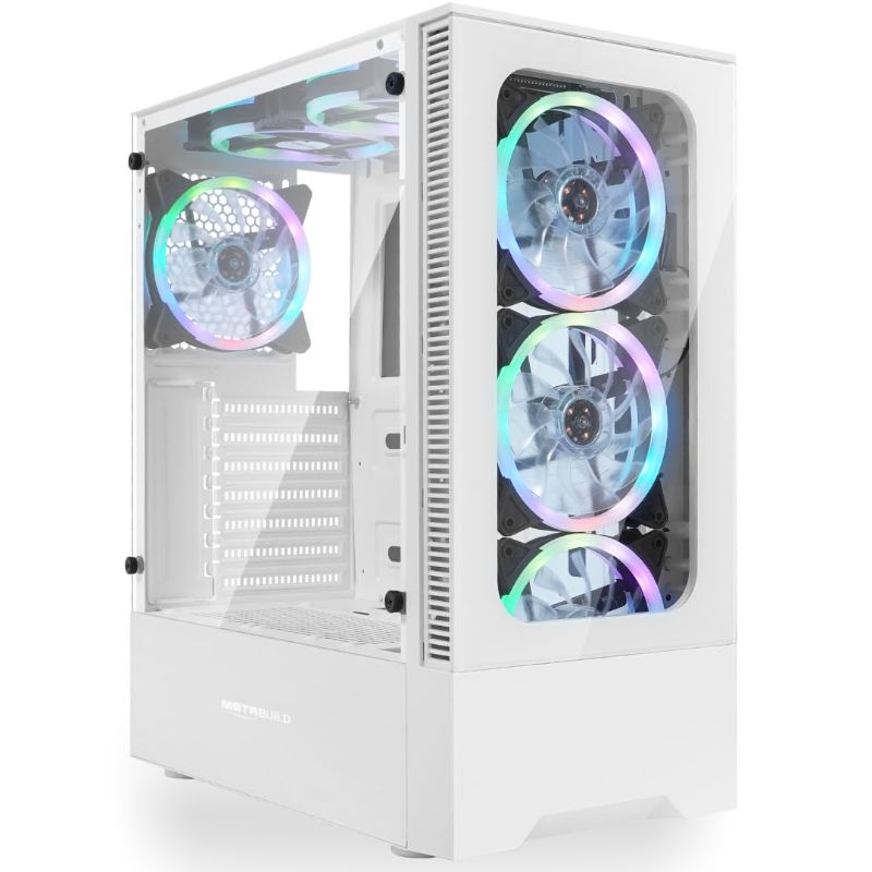 Photo 1 of METABUILD ATX PC Case with RGB Fans, White