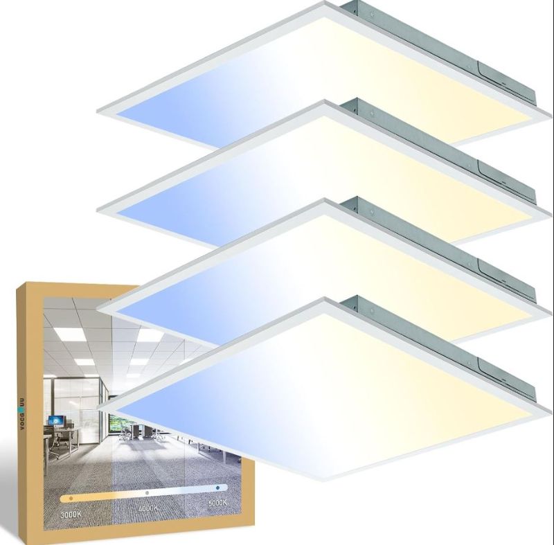 Photo 1 of VocgoUU 2x2 LED Flat Panel Light 4 Pack - 2x2 LED Light Drop Ceiling 5000K 4000K 3000K Selectable & 0-10v Dimmable, 20W 30W 40W 2x2 LED Ceiling Light Troffer Lay in, 100-277Vac, ETL Listed