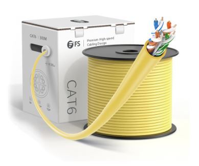 Photo 1 of Cat6 Ethernet Bulk Cable, 1000ft (305m), UL Listed, 23AWG Solid Pure Bare Copper Wire, 550MHz, Unshielded (U/UTP), PVC CMR, with Reel (Yellow)