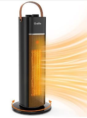 Photo 1 of Grelife 1500W Space Heater with Adjustable Thermostat, 18" PTC Fast Heating Ceramic Heater, Widespread Oscillation