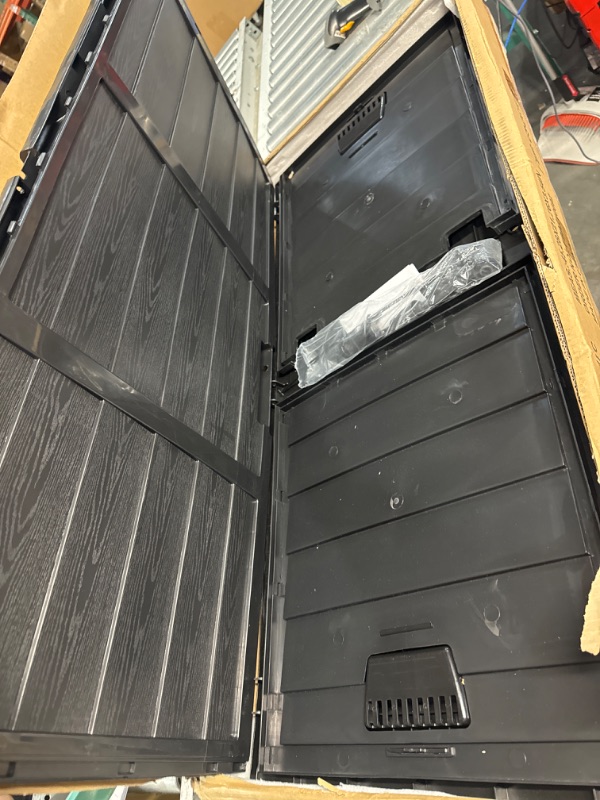 Photo 5 of  Storage Box Waterproof Large Deck Box  for Patio, Garden, Poolside (160 Gallon, Black) 