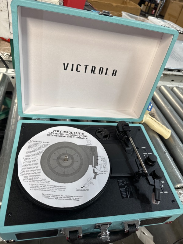 Photo 3 of Victrola Vintage 3-Speed Bluetooth Portable Suitcase Record Player with Built-in Speakers 