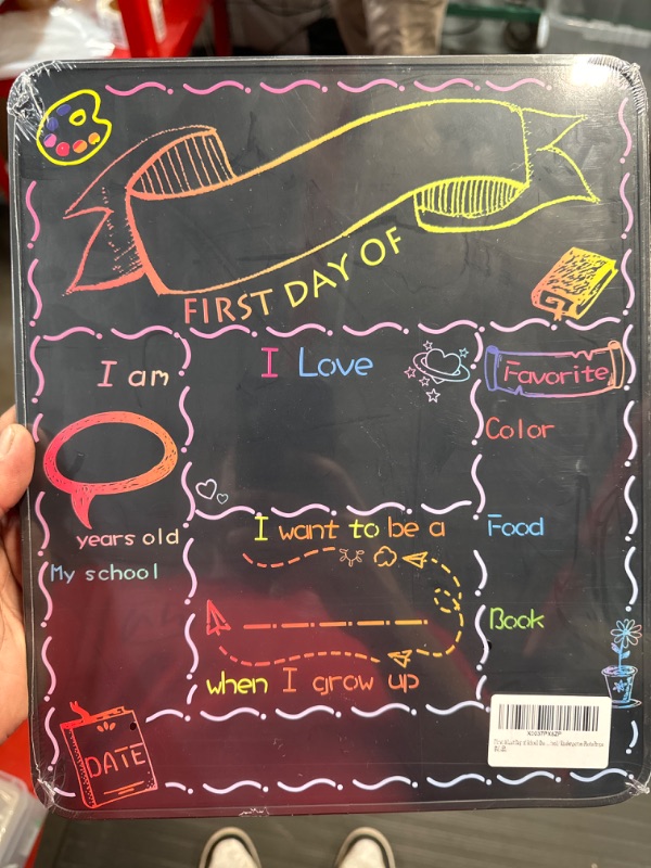Photo 1 of First & Last Day of School Chalkboard, 10 x 12 Inch Double Sided Back to School Sign