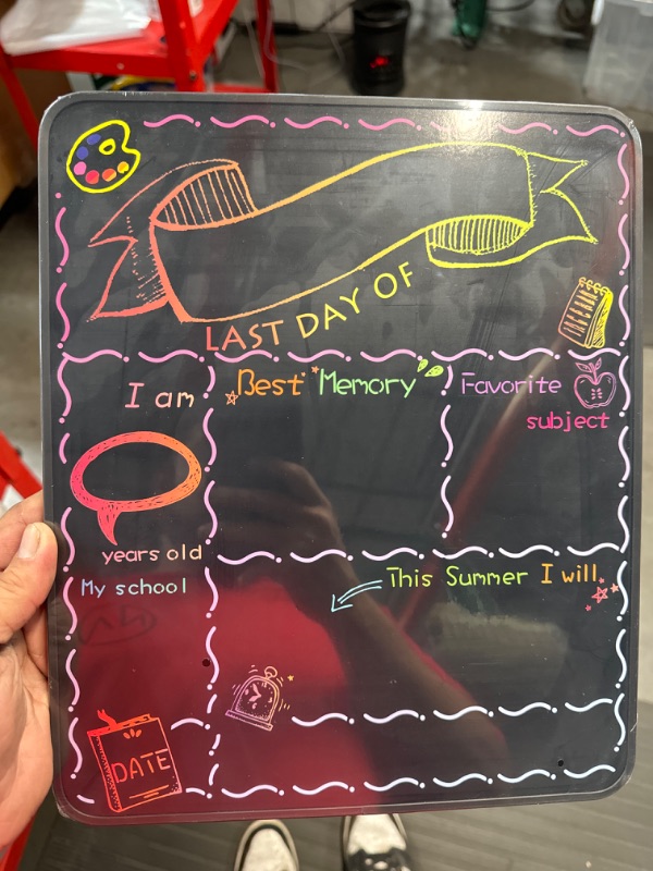 Photo 3 of First & Last Day of School Chalkboard, 10 x 12 Inch Double Sided Back to School Sign