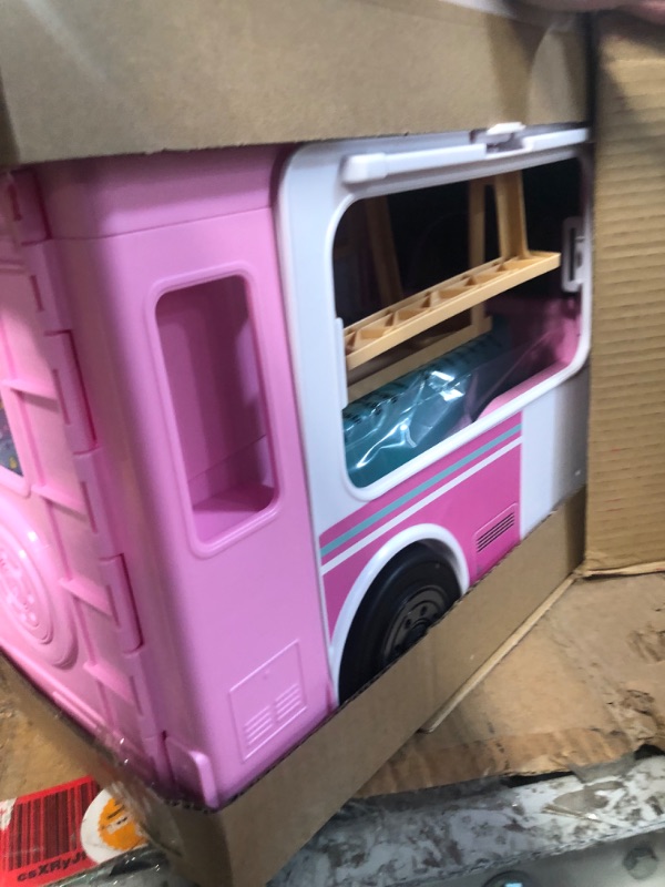 Photo 3 of Barbie Camper 3-in-1 DreamCamper Toy Playset Transforming Camper with Pool