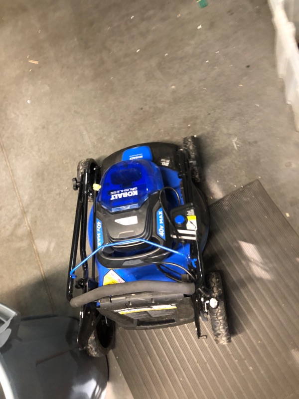 Photo 8 of ***NOT FUNCTIONAL - DOES NOT POWER ON - NO CHARGER OR BATTERY - FOR PARTS***
Kobalt 40-volt Max 20-in Cordless Push Lawn Mower 5 Ah