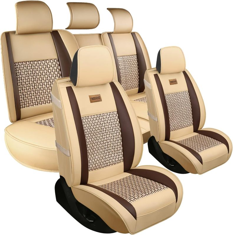 Photo 1 of FREESOO Car Seat Cover Leather, Seat Covers Full Set Automotive Seat Protector Universal 