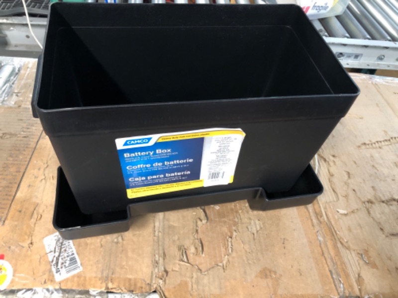 Photo 2 of Camco Large Battery Box with Straps and Hardware - Group 27, 30, 31 |Safely Stores RV, Automotive, and Marine Batteries | Measures Inside 7-1/4" x 13-1/4" x 8-5/8"