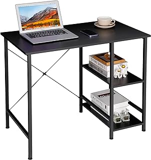 Photo 1 of ZenStyle Small Computer Desk with Storage Shelves Under Desk Reversible, 36Inch Home Office Writing Desk Table with Shelves for Small Place, Black STOCK PHOTO
