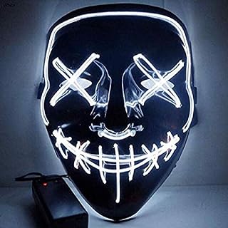 Photo 1 of LED Glow Mask Halloween Light Up Mask EL Wire Scary Mask for Halloween Festival Party Festival Cosplay
