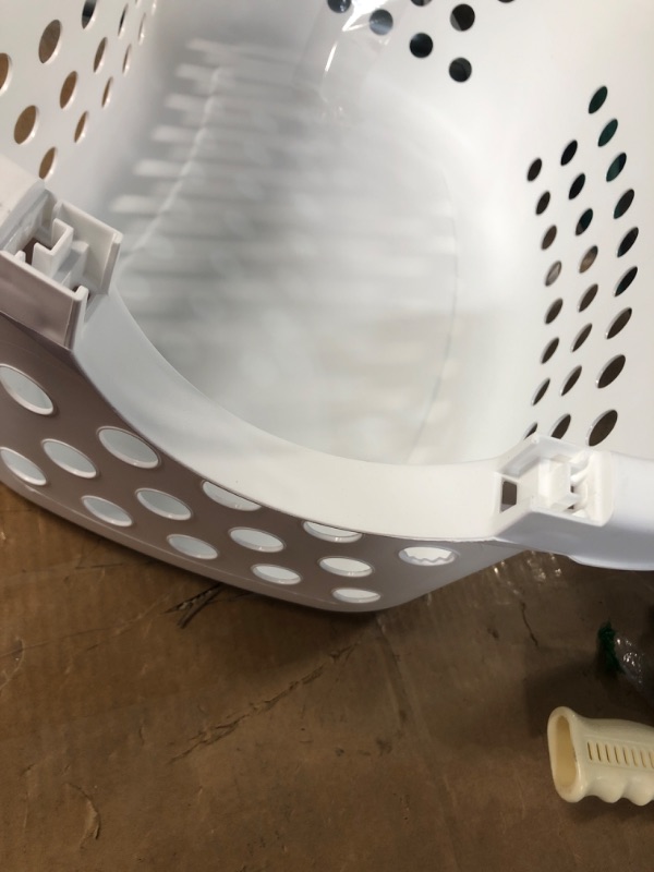 Photo 2 of * missing handle * please see all images * 
IRIS USA 1.3bu/48L Plastic Clothes Laundry Basket Hamper, White