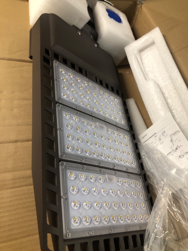 Photo 1 of 300W LED Parking Lot Light 5000K 36000LM Outdoor Commercial Parking Light IP65 Waterproof Dusk to Dawn LED Shoebox Area Light with Photocell (2 Pack)