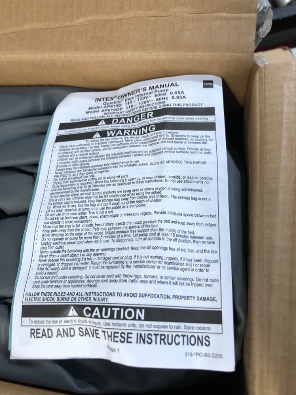Photo 1 of **PARTS** *NO POWER*  Intex Comfort Plush Elevated Dura-Beam Airbed with Internal Electric Pump, Bed Height 22" Queen 