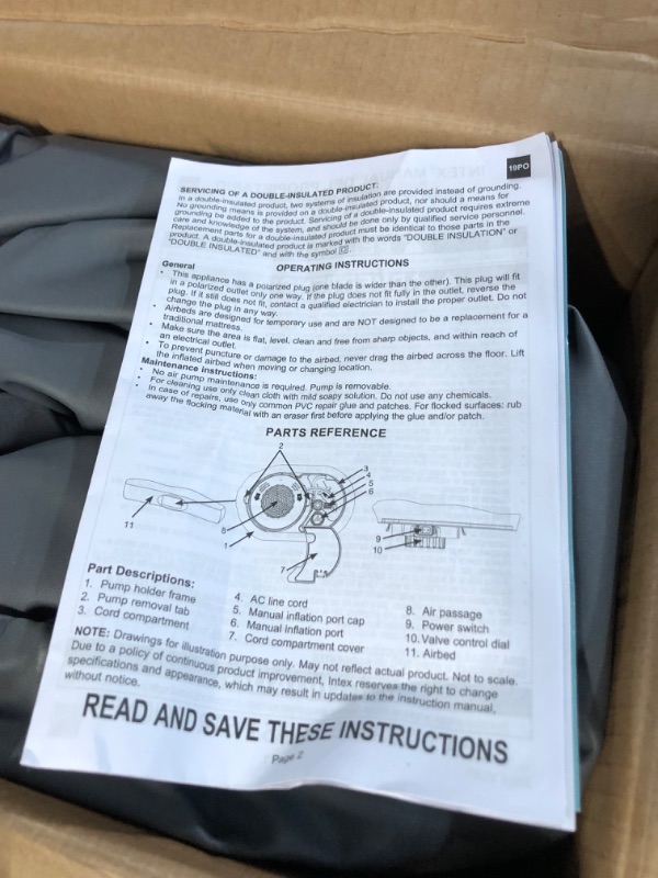 Photo 5 of **PARTS** *NO POWER*  Intex Comfort Plush Elevated Dura-Beam Airbed with Internal Electric Pump, Bed Height 22" Queen 