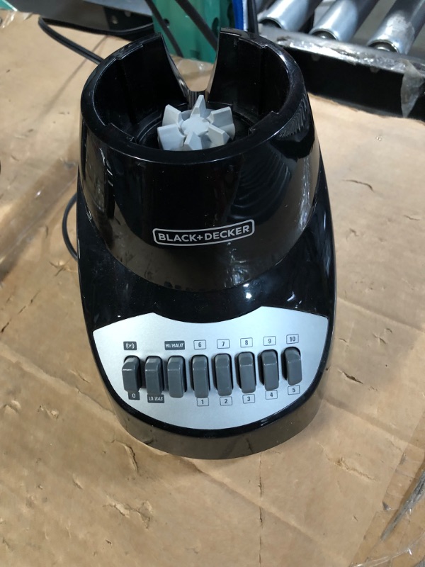 Photo 1 of **FOR PARTS ONLY** BLACK+DECKER Countertop Blender with 5-Cup Glass Jar, 10-Speed Settings, Black, BL2010BG, 8.5 x 9.9 x 13.5 inches