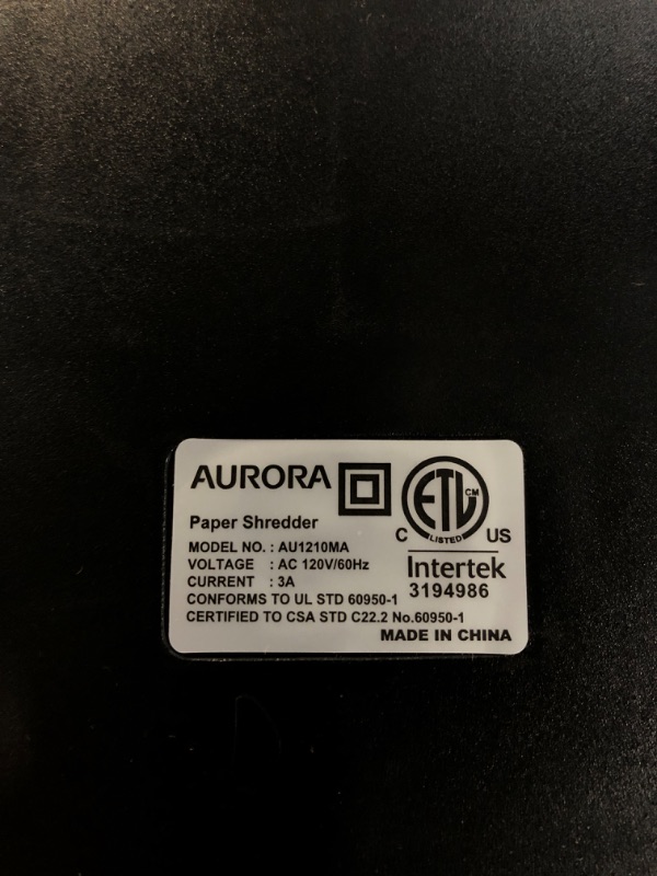 Photo 3 of Aurora AU1210MA Professional Grade High Security 12-Sheet Micro-Cut Paper/ CD and Credit Card/ 60 Minutes Continuous Run Time Shredder