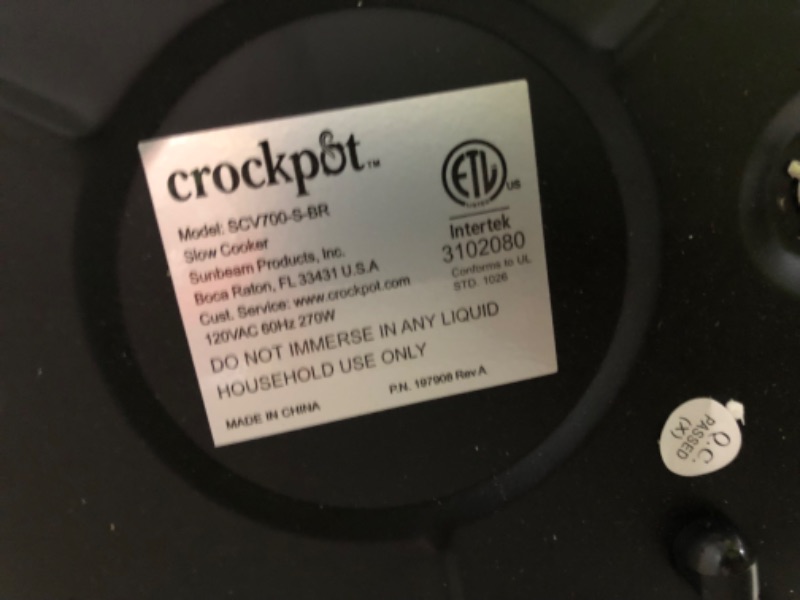 Photo 5 of **UNABLE TO TEST** Crock-Pot 7qt Manual Slow Cooker - Silver SCV700-SS