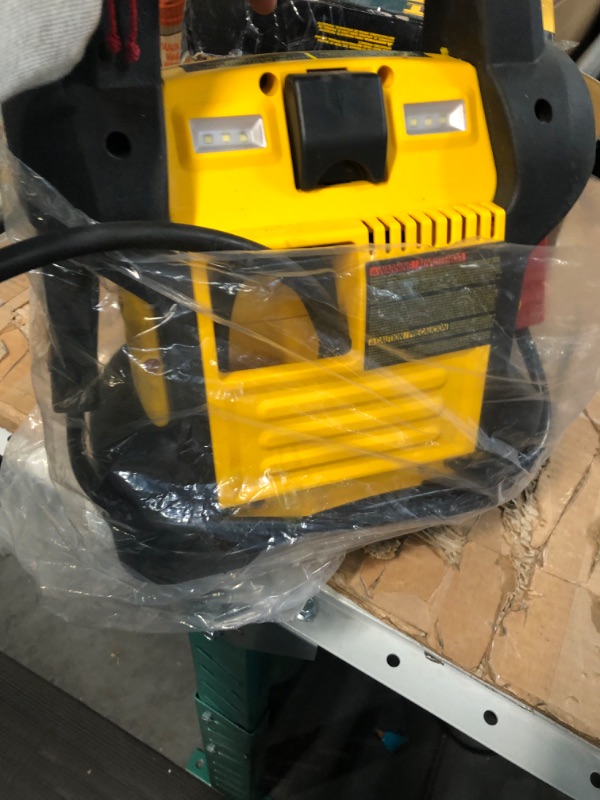 Photo 4 of DEWALT DXAEJ14 Digital Portable Power Station Jump Starter: 1400 Peak/700 Instant Amps, 120 PSI Digital Air Compressor, 3.1A USB Ports, Battery Clamps , Yellow