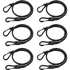Photo 1 of  Bungee Cords with Carabiner Hook, Black Short Heavy Duty