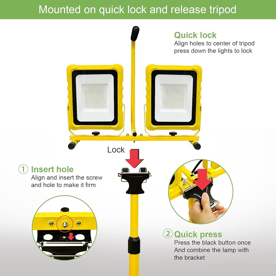 Photo 2 of 20000 Lumen Work Lights with Stand, Dual Head LED Work Light with USB & Socket,