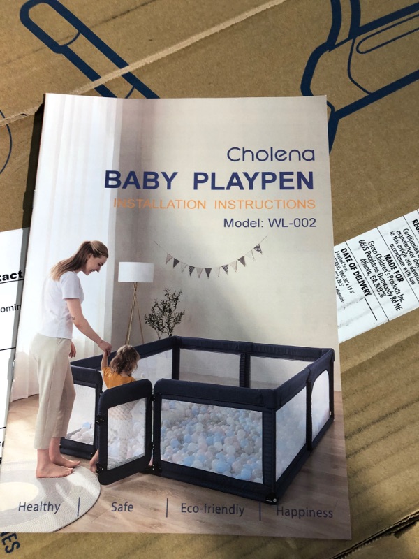 Photo 1 of Baby Playpen, Large Play Pens for Babies and Toddlers, Baby Gate Playpen Play Center Yard with Door, Baby Fence Play Area, Kids Play Pen(Grey) 59*79*27in Deep Grey