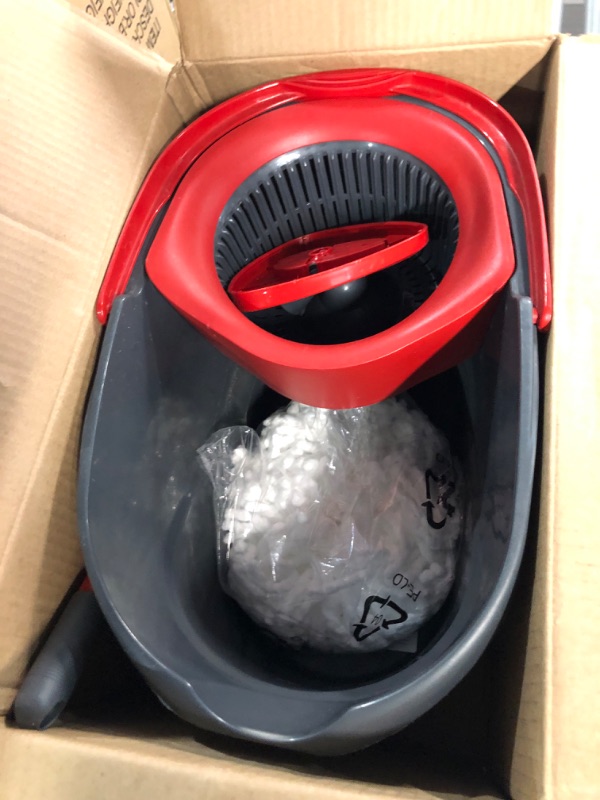 Photo 3 of * foot peddal damaged * sold for parts/repair * 
O-Cedar EasyWring Microfiber Spin Mop, Bucket Floor Cleaning System, Red, Gray Spin Mop & Bucket