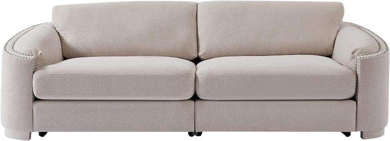 Photo 1 of **ONLY BOX 3 OF 8*** SEE NOTES**
Merax Sofa with Semilunar Arm, Rivet Detailing, and Solid Frame for Living Room, 3, Beige