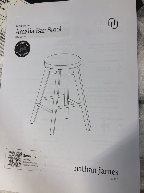 Photo 3 of **MISSING PARTS**
Amalia Backless Kitchen Counter Height Bar Stoo