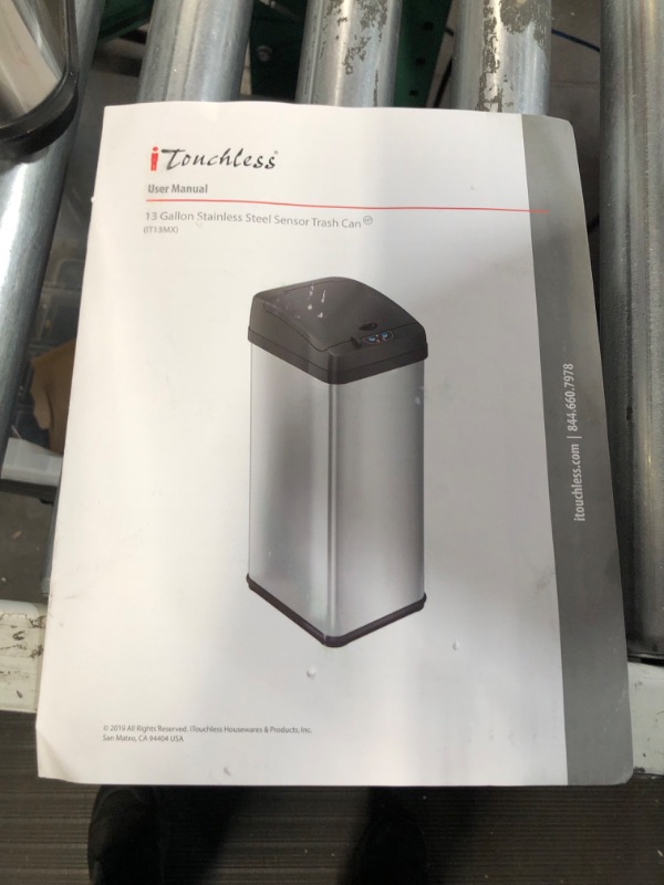 Photo 4 of * lid not functional * 
NINESTARS DZT-50-28 Automatic Touchless Motion Sensor Rectangular Trash Can, 13 Gal