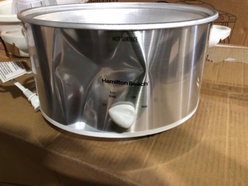 Photo 2 of *PARTS* Hamilton Beach 4-Quart Slow Cooker with Dishwasher-Safe Stoneware Crock & Lid