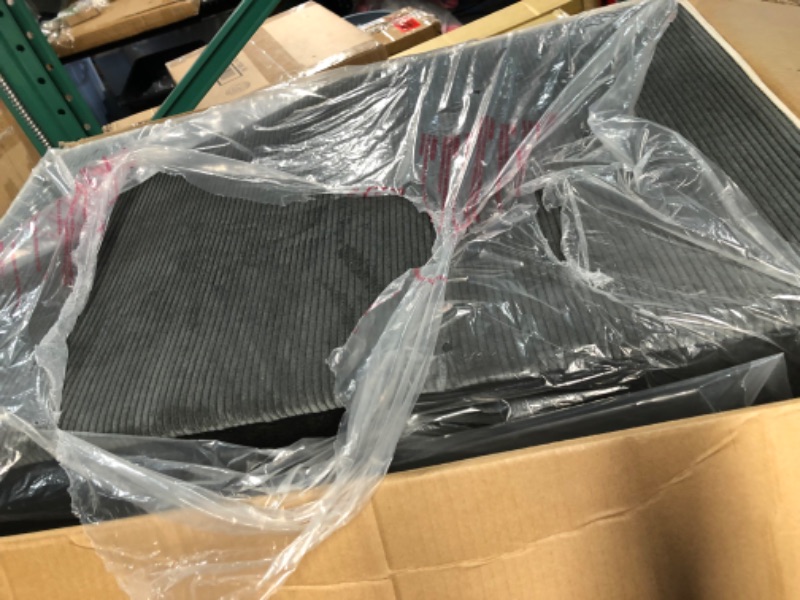 Photo 1 of ***NOT FUNCTIONAL - BOX 1 of 2 ONLY - CANNOT BE ASSEMBLED - FOR PARTS***
Living Room Sofa Loveseat with Storage Dark Grey Corduroy